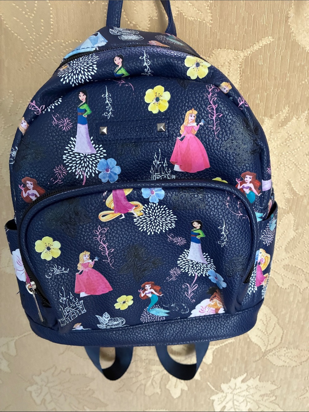 Disney Navy Kids Backpack with Multicolor Princess Prints